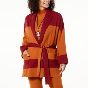Wynne Collection SoftKNIT Jacquard Topper Size Medium Merlot Spice Knitwear Cozy